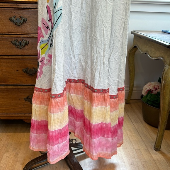 blink Floral Print Halter Dress With Striped Hemline - Picture 3 of 6